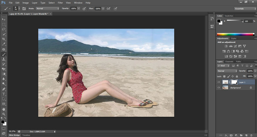 use a black Brush to paint over the smudged areas